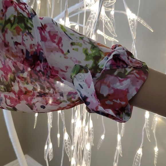 LIZ CLAIBORNE PETITES Women's Floral Blouse, Size Petite Large PL - Picture 7 of 12